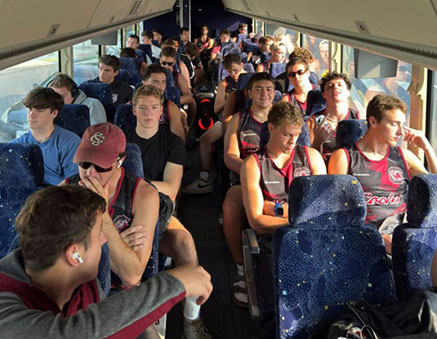 USC Rugby team on their team bus