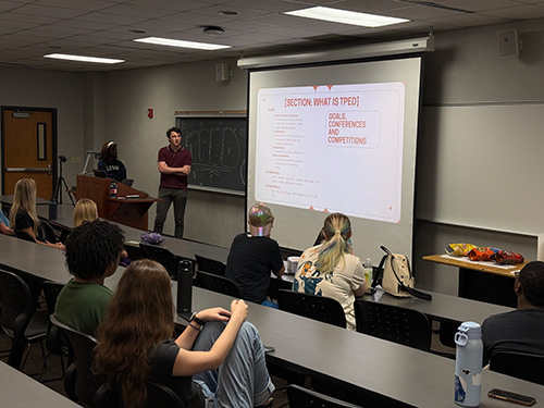 Students attending a TPE presentation