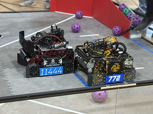 Garnet Squadron Robotics robots in competition