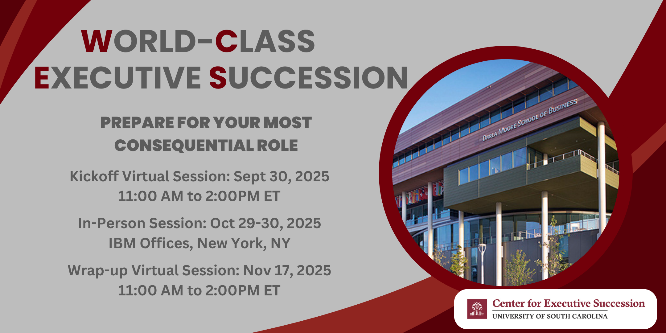 WORLD-CLASS EXECUTIVE SUCCESSION (WCES) 2025 Virtual Session, In-person Session, IBM